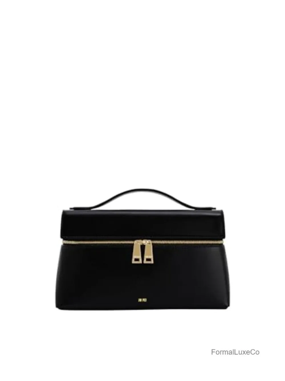Vegan Leather Top Handle Bag - Structured Briefcase with Gold Hardware,